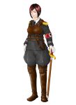  costume dead_or_alive halloween highres mila_(doa) military military_uniform red_hair sword tropicalkana uniform weapon white_background 