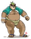  2018 absurd_res anthro ashigara belly brown_body brown_fur fur hi_res kamui_shirow male mammal moobs navel nipples overweight overweight_male simple_background solo tokyo_afterschool_summoners ursid video_games white_background 
