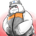  1:1 2017 anthro blush clothing eyewear giant_panda glasses hoodie kamui_shirow male mammal overweight overweight_male solo topwear ursid 