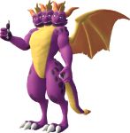  3_heads activision dragon gesture horn looking_at_viewer male multi_head purple_body purple_skin smile solo spyro spyro_the_dragon thumbs_up video_games 
