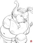  2019 anthro belly elephant elephantid hi_res kamui_shirow mammal navel overweight proboscidean simple_background solo white_background 