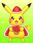  christmas green_background hi_res holidays nintendo pikachu pikatiu pok&eacute;mon pok&eacute;mon_(species) simple_background smile video_games 