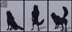  3d_(artwork) animal_genitalia anus backsack balls black_body black_fur black_nose butt canid canine canis claws cosmiclife digital_media_(artwork) fur looking_at_viewer looking_back male mammal multiple_poses paws pinup pose presenting presenting_anus presenting_balls presenting_hindquarters raised_tail romeo_(cosmiclife) semi-anthro sheath sitting smile solo standing teeth wolf 