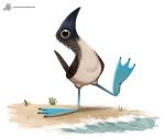  avian beach bird booby_(bird) cryptid-creations grass sand seaside solo sulid water 