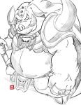  2019 anthro belly ganon hi_res humanoid_hands kamui_shirow male mammal nintendo overweight overweight_male simple_background solo suid suina sus_(pig) the_legend_of_zelda video_games white_background wild_boar 