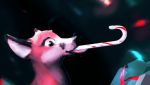  abstract abstract_background ambiguous_gender bodily_fluids box candy candy_cane canid canine christmas cub digital_media_(artwork) dripping feral food fox gift happy hi_res holidays lights mammal ribbons saliva smile sucking sugar tongue vixel whiskers young 