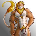  1:1 2019 abs anthro balls biceps chest_fur fangs felid flaccid front_view lion lionkinen male mammal mane muscular muscular_male navel nipples nude pantherine pecs penis portrait pubes red_eyes sharp_teeth solo standing tail_tuft teeth three-quarter_portrait triceps tuft 