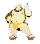  2019 4_toes 5_fingers anthro beard belly big_bulge big_muscles black_claws blonde_hair blush bulge claws clothing cursedmarked facial_hair fingers grin hair hand_on_hip jewelry kone_(madcow100) looking_at_viewer madcow100 male mammal musclegut muscular muscular_male necklace nipples overweight overweight_male pecs pink_nipples pink_nose plantigrade ponytail simple_background smile solo standing toes underwear ursid white_background 