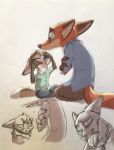  2018 absurd_res anthro bodily_fluids bottomwear canid canine clothed clothing crying cub disney duo fan_character fox fully_clothed fur green_eyes hi_res hug inner_ear_fluff mammal nick_wilde open_mouth orange_body orange_fur pants red_fox shirt simple_background tears topwear tuft white_background xx-junglebeatz-xx young zootopia 