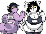  2018 ? anthro belly big_belly big_breasts big_butt breasts butt cat_keyhole_bra cat_lingerie catti_(deltarune) catty_(undertale) cleavage cleavage_cutout clothed clothing deltarune domestic_cat duo felid feline felis female hi_res keyhole_bra lingerie looking_at_viewer mammal obese overweight overweight_female sibling sister sisters superspoe undertale video_games 
