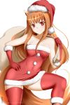  animal_humanoid breasts brown_hair canid canid_humanoid canine canine_humanoid christmas clothing female hair hat headgear headwear hi_res holidays holo humanoid kimmy77 legwear looking_at_viewer mammal mammal_humanoid santa_hat simple_background solo spice_and_wolf thigh_highs white_background wolf_humanoid 