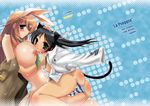  animal_ears ass between_breasts black_hair blue_eyes blush breasts brown_hair bunny_ears cameltoe charlotte_e_yeager cover doujinshi fang flat_chest francesca_lucchini green_eyes hair_ribbon hand_on_head huge_breasts long_hair miyabikawa_sakura multiple_girls necktie no_pants nude off_shoulder open_clothes open_mouth open_shirt panties panty_pull ribbon shirt smile strike_witches striped striped_panties tail twintails underwear uniform world_witches_series 