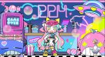  drink food gloves long_hair phone pink_hair pinky_pop_hepburn polychromatic sunglasses teracoot the_moon_studio twintails waifu2x yellow_eyes 