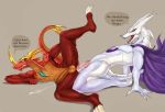  2019 anal anal_penetration bakugan balls bodily_fluids cum cum_while_penetrated digital_media_(artwork) drago_(bakugan) dragon duo erection genital_fluids horn humanoid_penis male male/male naga_(bakugan) nude open_mouth penetration penis reptile scalie sellon serpentine sex simple_background smile snake teeth tongue 