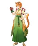  animal_ears bangs bell cat_ears cat_tail facial_mark fire_emblem fire_emblem:_path_of_radiance fire_emblem:_radiant_dawn fire_emblem_heroes gradient gradient_clothes hair_ornament highres japanese_clothes jingle_bell kaya8 kimono lethe_(fire_emblem) obi orange_hair purple_eyes sandals sash shiny shiny_hair short_hair tabi tail 