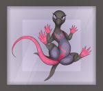  2019 animal_genitalia anus blush bodily_fluids cloaca digital_media_(artwork) female feral genital_fluids glass hi_res looking_at_viewer nintendo paws pok&eacute;mon pok&eacute;mon_(species) reptile salazzle scalie simple_background slowderpyguy smile solo spread_legs spreading video_games 