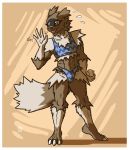  2019 3_toes 4_fingers absurd_res anthro ball baseball_(ball) blue_clothing bodily_fluids border breasts brown_body brown_fur claws clothed clothing collarbone facial_markings female fingers fur head_markings hi_res holding_ball holding_object markings mask_(marking) megawolf77 multicolored_body nintendo open_mouth pok&eacute;mon pok&eacute;mon_(species) sweat sweatdrop toe_claws toes tongue two_tone_tail video_games white_border zigzagoon 