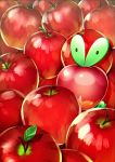  absurdres apple applin food fruit hagehiro highres leaf light_particles no_humans odd_one_out pokemon pokemon_(creature) pokemon_(game) pokemon_swsh red_theme solo symbol_commentary 