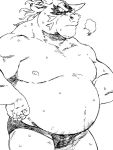  annoyed anthro belly black_and_white bodily_fluids bovid bovine breath cattle clothed clothing fur hands_on_hips horn huff inugokudo luchador male mammal mask monochrome moobs musclegut muscular muscular_male navel nipples overweight overweight_male simple_background solo sweat sweatdrop topless white_background wrestler 