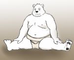  2019 anthro belly fur humanoid_hands male mammal moobs navel nipples overweight overweight_male polar_bear simple_background sitting solo ursid ursine white_body white_fur yaki_atsuage 