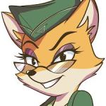  1:1 canid canine clothed clothing eyeshadow eyewear female fox glasses hat headgear headwear low_res lt._fox_vixen makeup mammal smile solo squirrel_and_hedgehog thumbnail unknown_artist 