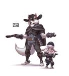  2017 anthro armor barefoot beanie blizzard_entertainment body_armor bovid canid canine canis caprine cigar clothed clothing cosplay crossover crossover_cosplay dawn_bellwether disney duo eyewear fluffy fluffy_tail fully_clothed fur glasses hat headgear headwear hi_res holding_gun holding_object holding_weapon mammal mccree_(overwatch) overwatch pose reaper_(overwatch) sheep simple_background standing video_games weapon white_background white_body white_fur white_wool wolf wool_(fur) zootopia 杯具螺旋丸 