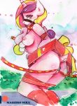  absurd_res anthro exhibitionism friendship_is_magic hi_res mashiromiku my_little_pony painting_(artwork) princess_cadance_(mlp) traditional_media_(artwork) watercolor_(artwork) 