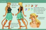  anthro blonde_hair blue_eyes bottomwear breasts clothing crevia_bakeneko dikay_evertear domestic_cat felid feline felis female hair hi_res huntarian mammal model_sheet pantherine skirt tiger 