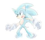  2013 anthro blue_body blue_fur clothing eulipotyphlan fur gloves green_eyes handwear hedgehog male mammal open_mouth root8beat simple_background solo sonic_the_hedgehog sonic_the_hedgehog_(series) white_background 