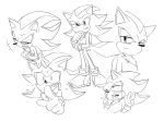  2013 ahegao anthro black_and_white blush bodily_fluids clothing double_v_sign eulipotyphlan footwear gesture gloves handwear hedgehog laugh looking_pleasured male mammal monochrome root8beat shadow_the_hedgehog shoes sketch sketch_page smile smug solo sonic_the_hedgehog_(series) standing tears v_sign 
