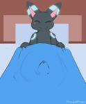  2019 2d_animation animated bed bedding bedroom black_body black_fur blanket blush bodily_fluids bulge digital_media_(artwork) eeveelution erection feral fur furniture genital_fluids interior lying male nintendo nude on_back on_bed penis_outline pocketpaws pok&eacute;mon pok&eacute;mon_(species) precum red_eyes smile surprise umbreon under_covers unseen_character video_games 