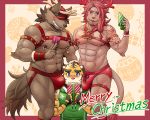  2019 5:4 anthro blush bulge buttplug canid canine canis christmas condom felid h155296 holidays lion male male/male mammal muscular muscular_male pantherine sex_toy tiger wolf 