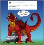  2019 ajder balls big_balls big_penis bodily_fluids cum cybertruck digital_media_(artwork) dragon dragons_having_sex_with_cars erection genital_fluids hi_res male penis scales scalie simple_background size_difference tesla wings 