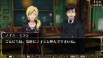  1boy 1girl ao_no_exorcist blonde_hair brown_hair chalkboard classroom desk glasses neue_milan okumura_yukio 