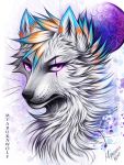  2019 absurd_res black_nose canid canine digital_media_(artwork) fox fur headshot_portrait hi_res mammal myarukawolf portrait purple_eyes whiskers white_body white_fur 