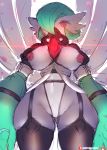  2019 breasts butt_from_the_front clothing collar female gardevoir girlsay hi_res humanoid legwear looking_at_viewer low-angle_view navel nintendo nipples not_furry pok&eacute;mon pok&eacute;mon_(species) red_eyes solo thick_thighs thigh_highs video_games wide_hips 