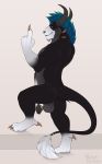  2019 4_toes 5_fingers absurd_res anthro backsack balls biped black_body black_fur blue_eyes blue_hair blue_mane brown_claws brown_nose butt charr claws curved_horn dexious_(pietrotheotter) digital_drawing_(artwork) digital_media_(artwork) felid fingers fur gesture grey_horns guild_wars hair half-closed_eyes half-erect hand_on_penis hi_res holding_penis horn humanoid_penis inviting long_tail looking_at_viewer male mammal mane masonparker narrowed_eyes nude partially_retracted_foreskin paws penis perineum side_view signature simple_background solo standing tail_tuft text toes tuft uncut video_games white_background white_body white_fur 