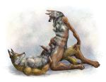  2019 animal_genitalia animal_penis animal_pussy anthro anthro_on_anthro bodily_fluids breasts canid canine canine_penis canine_pussy canis cowgirl_position coyote coypowers cum cum_in_pussy cum_inside female fur genital_fluids knot lying male male/female mammal nude on_back on_top orange_body orange_fur penis pull_out pussy sex straddling 
