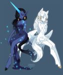  2016 animal_humanoid breasts clothed clothing dragonnest duo equid equine feathered_wings feathers female fur hair hi_res horn humanoid looking_at_viewer mammal pterippus simple_background smile sparkles unicorn wings ziyoling 