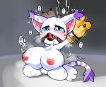  anthro ball_gag bodily_fluids breast_expansion breasts censored chain computer_virus digimon digimon_(species) female gag gatomon hi_res invalid_tag japanese_text mosaic_censorship nipples pussy saliva shaking shivering solo sweat swollen_breasts tears text unknown_artist 