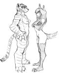  2019 anthro black_nose breasts claws dreamworks facial_markings felid female fur guoh hair head_markings kung_fu_panda mammal markings master_tigress nipples nude pantherine simple_background sketch small_breasts striped_body striped_fur stripes tiger 
