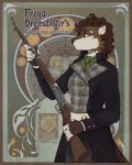  anthro black_nose brown_body brown_fur brown_hair clothed clothing diesel_wiesel english_text female fingerless_gloves_(marking) fully_clothed fur green_eyes gun hair hi_res long_coat mammal marten mustelid musteline ranged_weapon rifle solo standing text weapon 