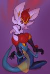  2019 ambiguous/ambiguous ambiguous_gender anthro big_butt black_body black_fur blue_body butt cinderace duo facesitting fur half-closed_eyes hi_res inkune inteleon looking_back mammal narrowed_eyes nintendo on_top open_mouth pok&eacute;mon pok&eacute;mon_(species) red_body red_eyes scalie simple_background video_games 