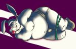  2009 anthro bdsm belly bondage bound bulge clothing jockstrap lagomorph leporid lilpiggyboy lying male mammal moobs navel nipples overweight overweight_male rabbit solo underwear 