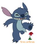  2019 4_toes alien alpha_channel balls black_eyes blue_body blue_claws blue_fur blue_nose blue_pawpads claws digital_media_(artwork) disney experiment_(lilo_and_stitch) fingers flaccid flower fur head_tuft hi_res lilo_and_stitch male mattspew notched_ear open_mouth open_smile pawpads penis plant raised_leg simple_background smile solo stitch_(lilo_and_stitch) toe_claws toes transparent_background tuft uncut 