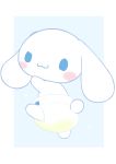  anthro blush bodily_fluids canid canine canis cinnamon_(cinnamoroll) cinnamoroll cub diaper domestic_dog genital_fluids hi_res looking_at_viewer male mammal nyanyakotarou sanrio smile solo urine wet_diaper wetting young 