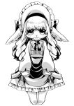  2016 anthro artist black_and_white bow clothed clothing female hair kemono long_hair looking_at_viewer mammal monochrome simple_background solo standing tanu-tan white_background young 