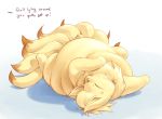  2019 ambiguous_gender annoyed belly big_belly english_text eyes_closed feral hi_res lying multi_tail ninetales nintendo obese on_back overweight pok&eacute;mon pok&eacute;mon_(species) simple_background solo text veiukket video_games white_background 