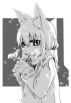  2016 5_fingers anthro artist black_and_white blush clothing coat cold domestic_cat felid feline felis female fingers hair kemono long_hair looking_at_viewer mammal monochrome simple_background snout solo tanu-tan topwear white_background 