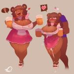  ! &lt;3 &lt;3_eyes 1:1 2019 alcohol ambiguous_penetration anthro areola areola_slip beau_(luxurias) beverage big_breasts blush bodily_fluids bottomwear breasts brown_background brown_bear brown_body brown_fur brown_hair clenched_teeth clothed clothing cum curvy_figure dark_fur dialogue drooling duo english_text female female_focus footwear fully_clothed fur genital_fluids grizzly_bear hair hat headgear headwear hi_res high_heels holding_object lactating long_hair maid_uniform mammal multiple_images one_eye_closed open_mouth open_smile penetration pictographics saliva sex shoes signature simple_background size_difference skirt smaller_female smile solo_focus speech_bubble stand_and_carry_position standing standing_sex surprise teeth text thiccwithaq uniform ursid ursine voluptuous wide_hips wink 